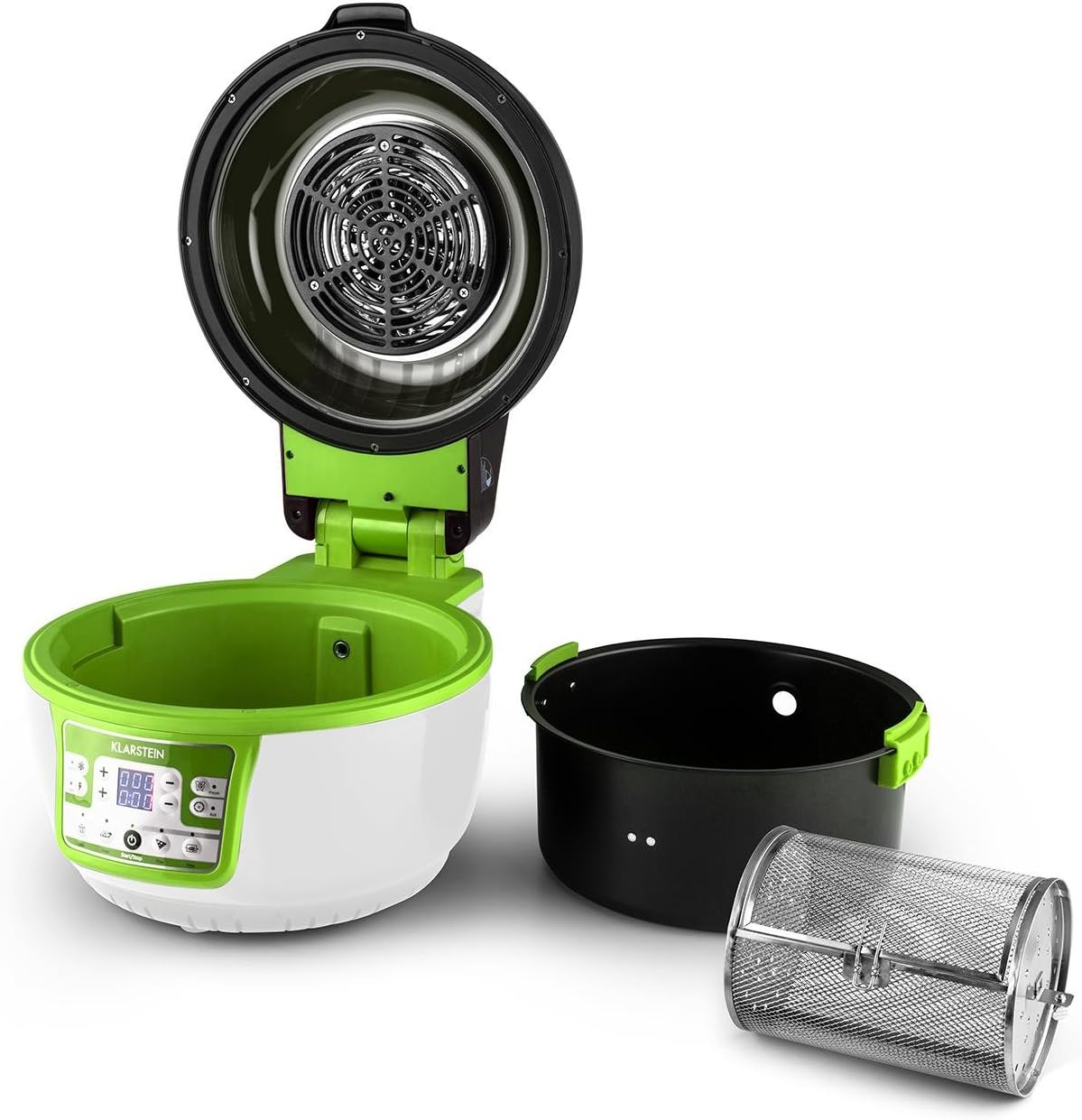 Heissluftfritteuse mit Halogen-Infrarot-Technologie, Turbo Grün-weiss