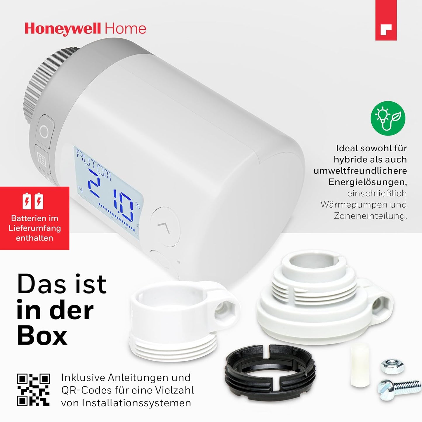 Intelligenter Heizkörperregler Rondostat HR27, Neue Version, 1er-Pack, Eco-Modus, 6 Zeitschaltpunkte
