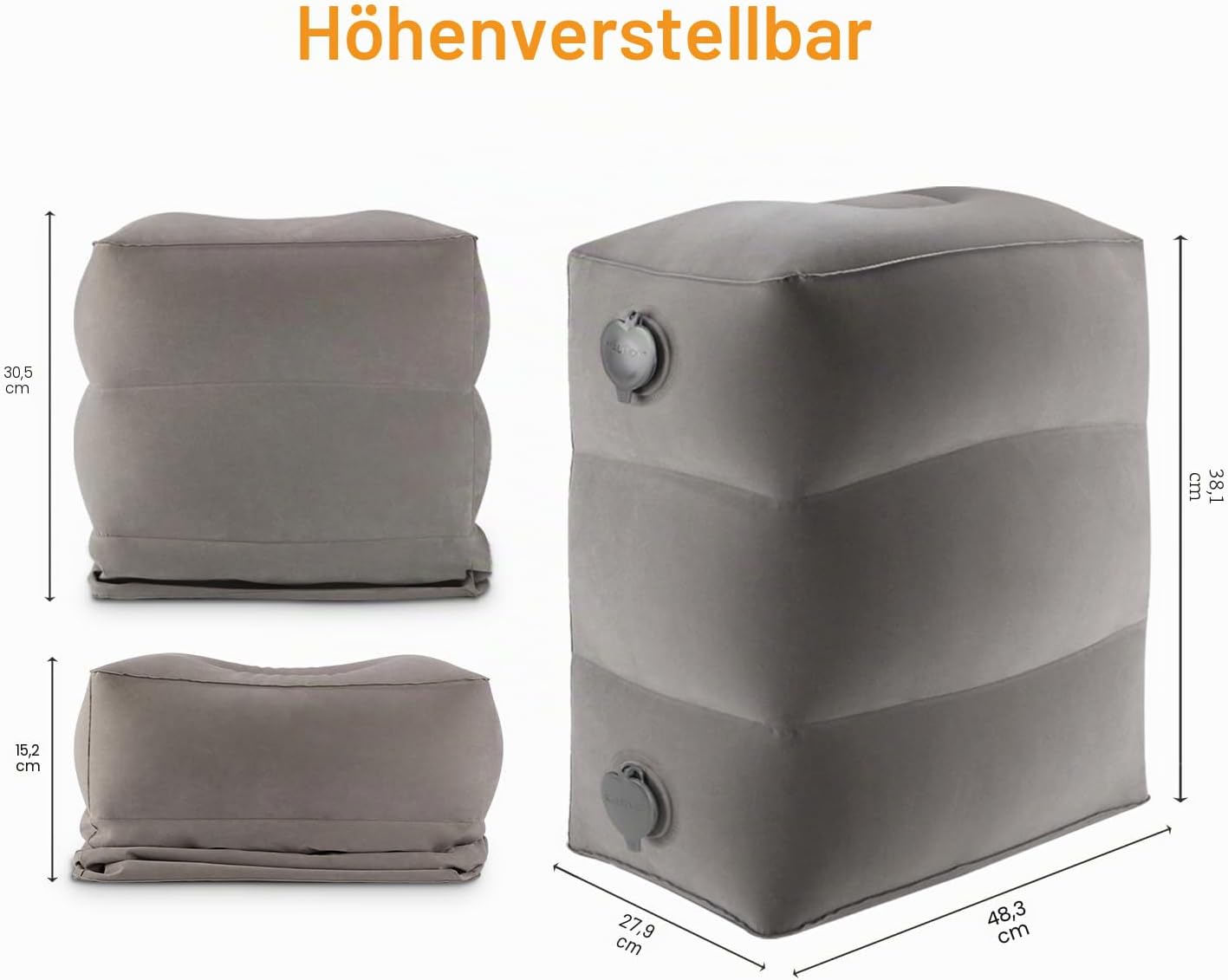 Aufblasbare Flugzeug-Fussstütze für Kinder, Grau 1 Stück