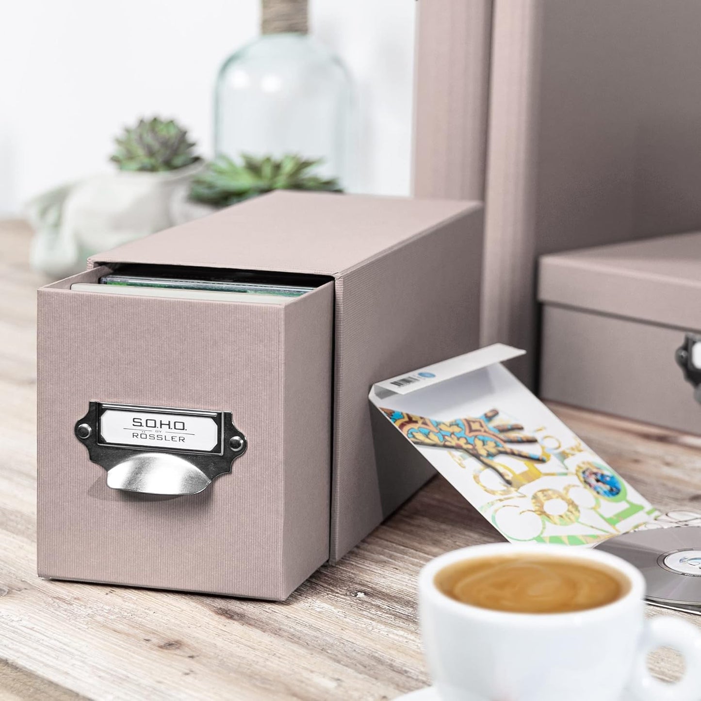 CD-Schubladenbox mit Organizer-Schublade, Taupe