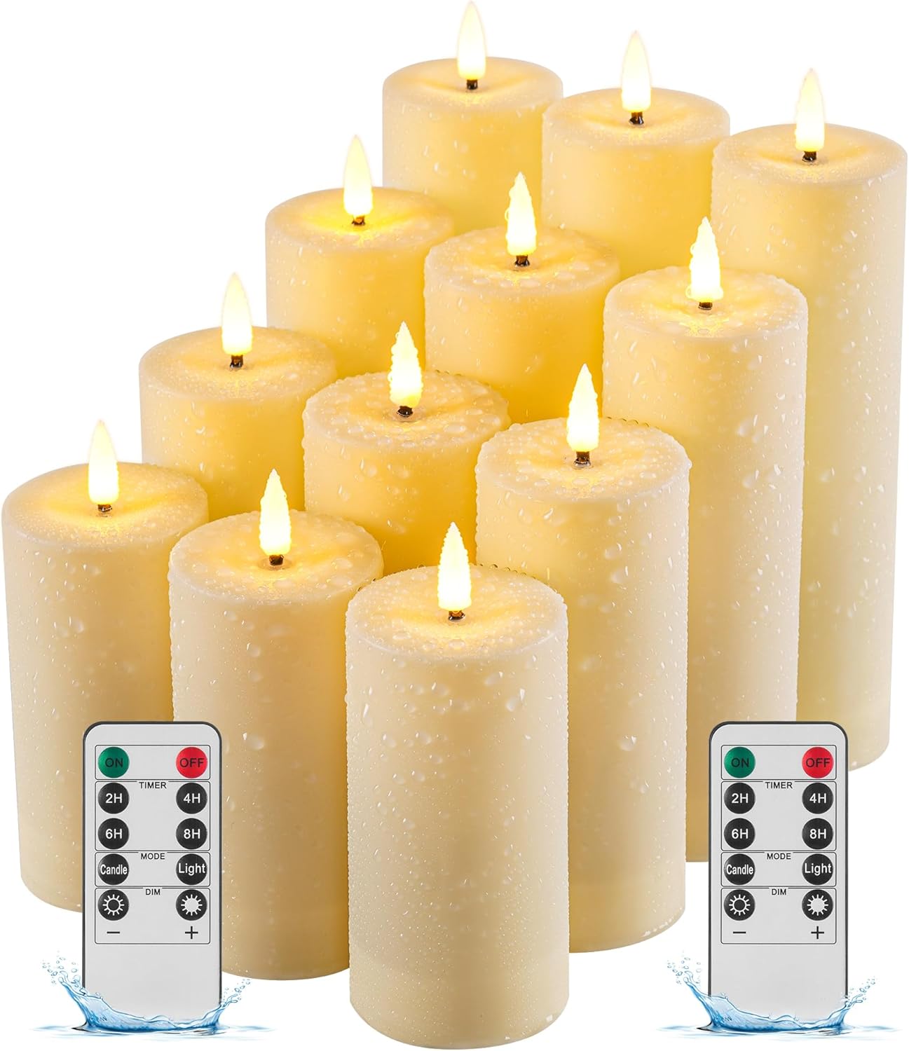 12 Stück LED-Stumpenkerzen-Set mit Fernbedienung, Schwarze Docht-outdoor-kerze-12pcs