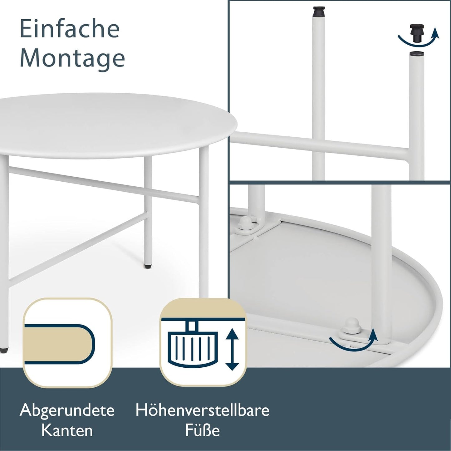 Beistelltisch, Tischplatte: Ø 53cm - Höhe: 36cm Weiss