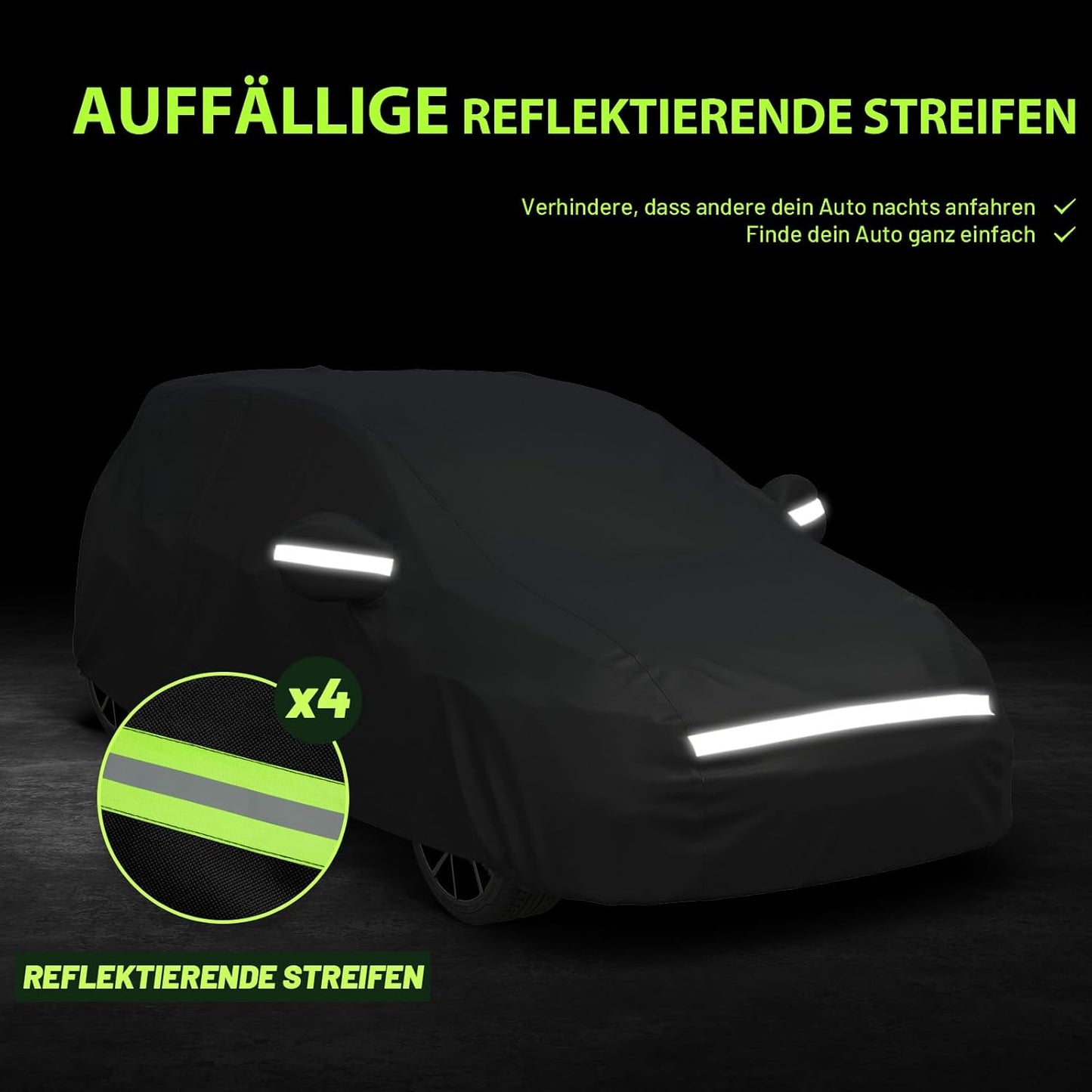 Autoabdeckung Vollgarage für Schrägheck (400-435 cm), Schwarz 400cm-435cm Schrägheck