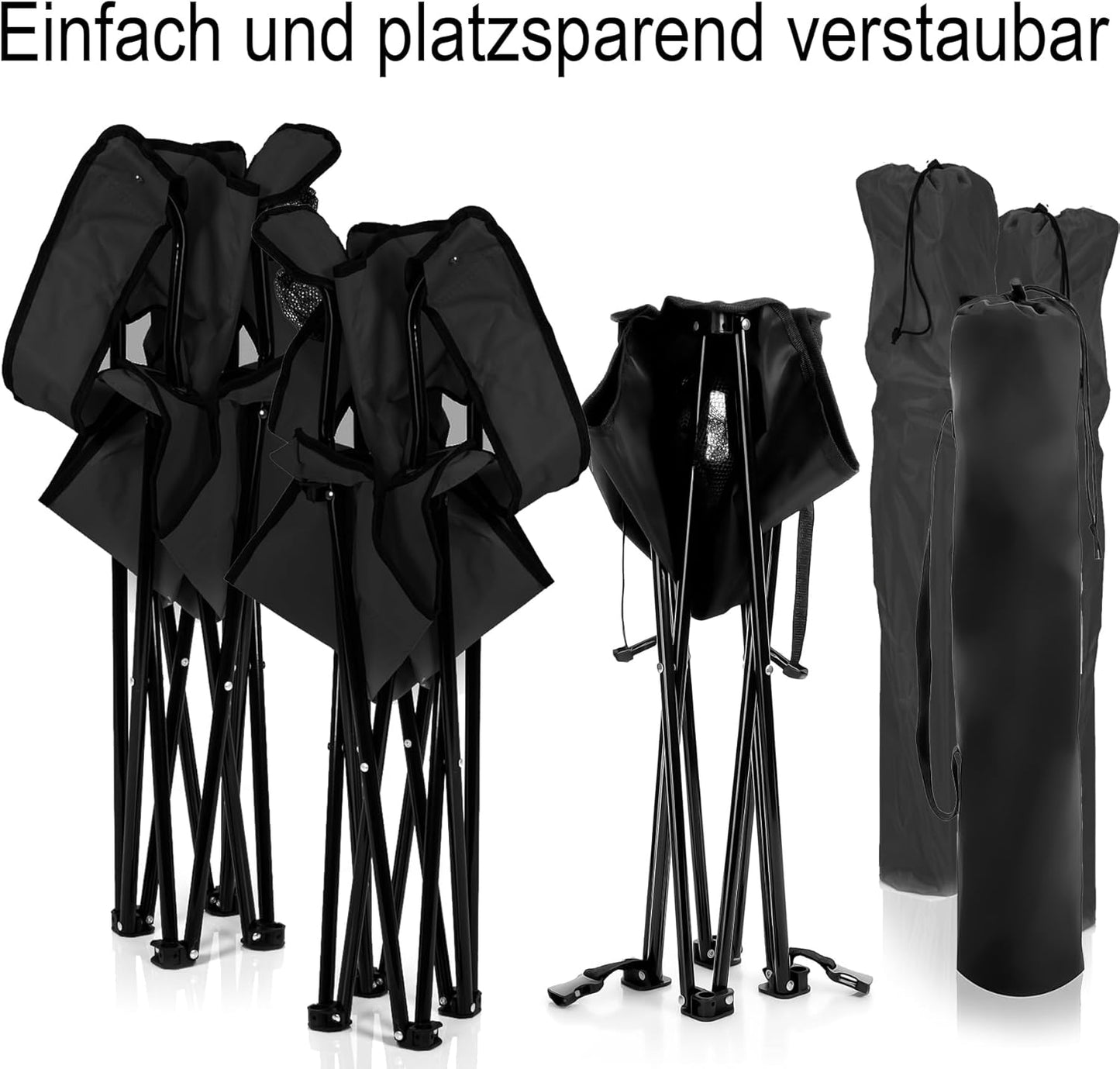 Campingstuhl & Campingtisch-Set, Schwarz