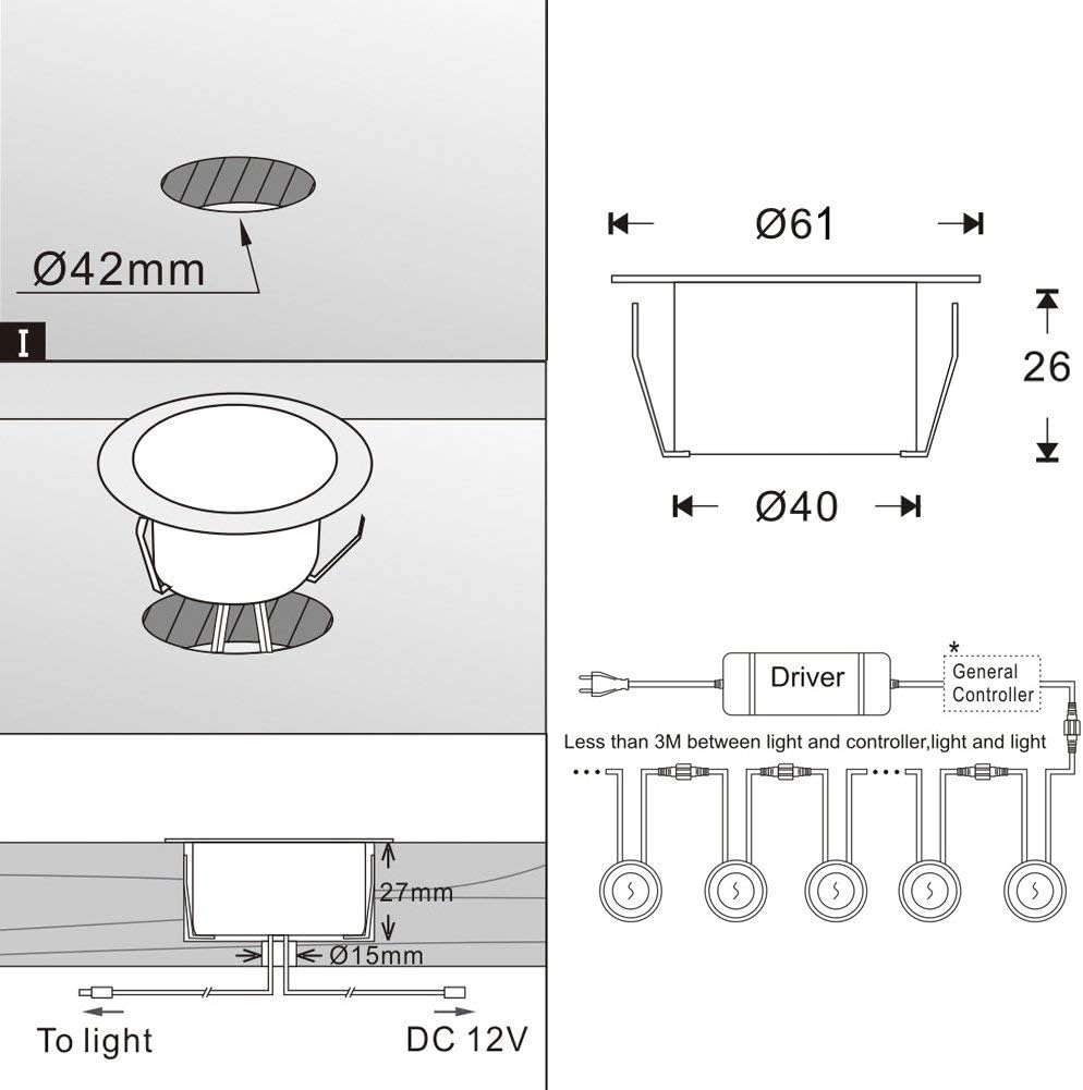 20er Terrasse Bodeneinbauleuchten-Set RGBWW mit App-Unterstützung, Rgbw + Wlan-controller, 20 pièces