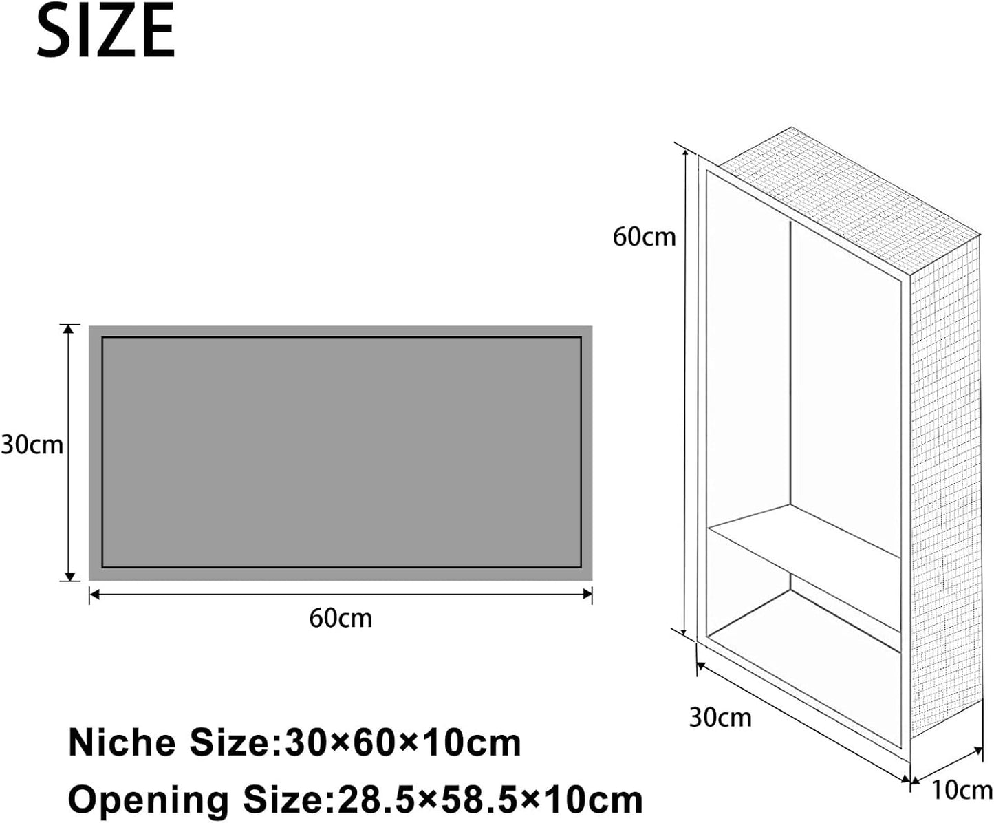 Wandnische für Dusche mit Regal (30×60cm), 30×60cm (40/20) Gold