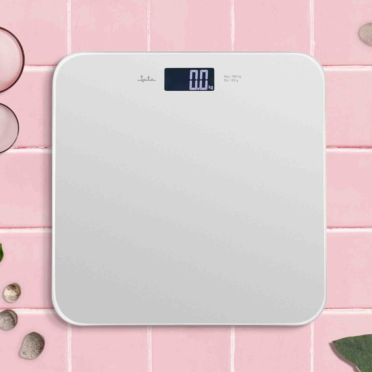 Digitale Badezimmerwaage mit LCD-Display, 180 kg Kapazität, weiss
