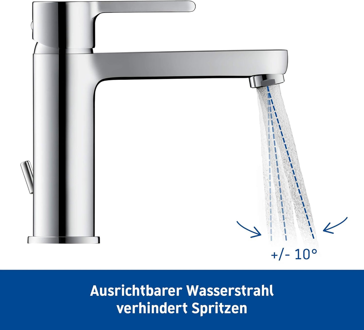 Waschtischarmatur mit Zugstangen-Ablaufgarnitur, mit Zugstangen-Ablaufgarnitur Grösse M (Auslauf Höhe 106,5 mm)