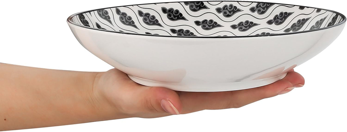 12-teiliges Suppenteller-Set, Schwarz + Creme 12 Piece