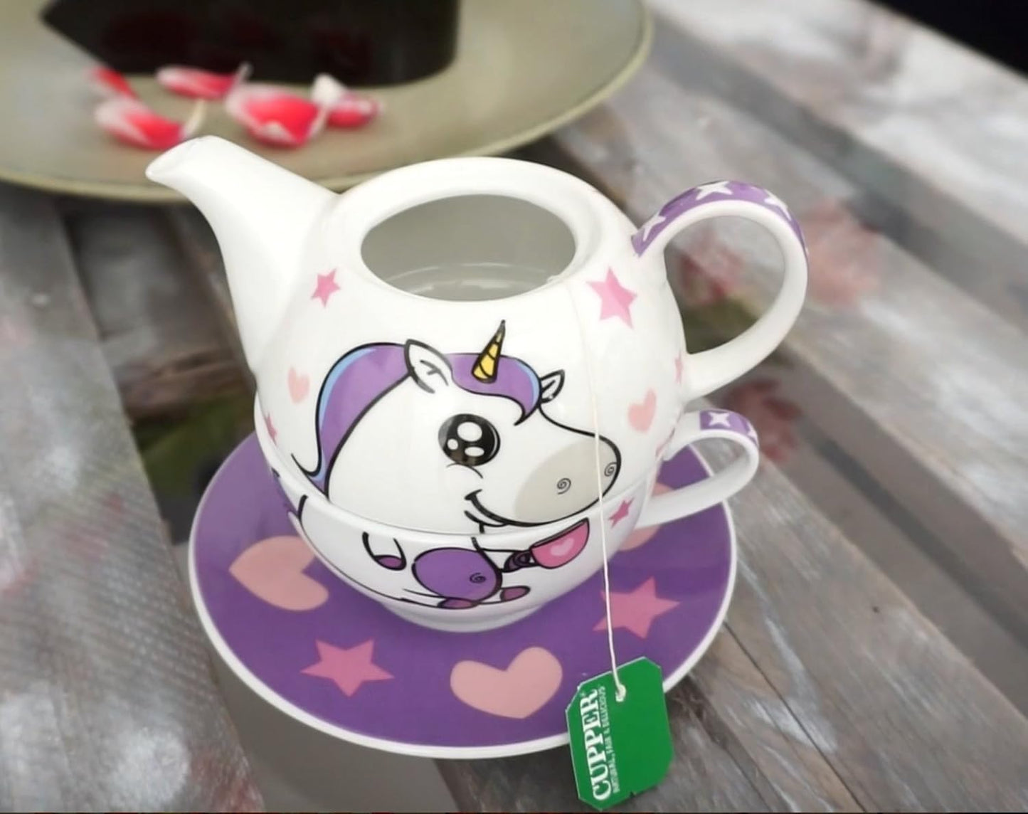 4-teiliges Einhorn Teeservice