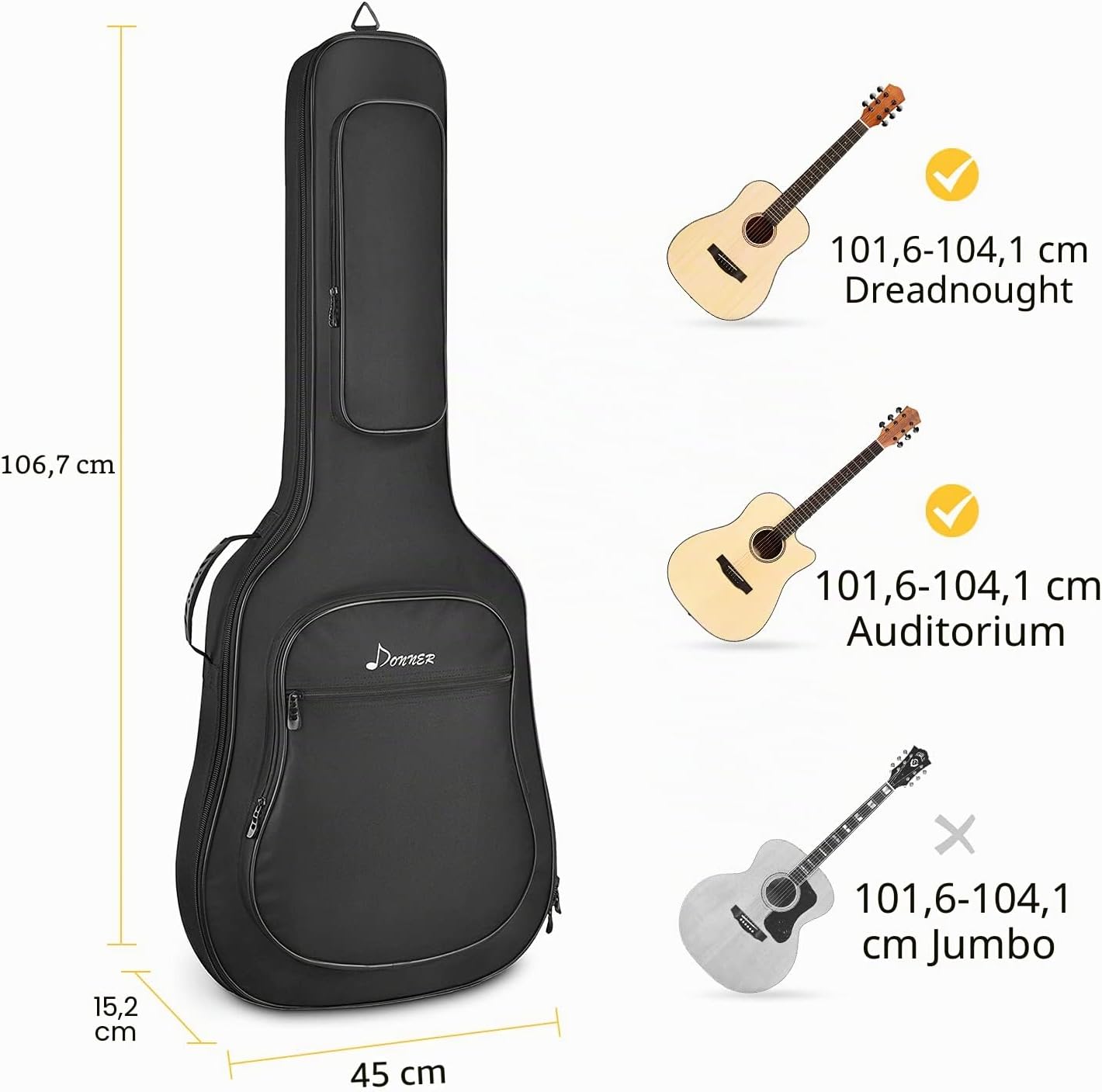 Gitarrentasche für 40/41 Zoll Akustikgitarren, 41 Zoll - 10mm Dicke Dicke: 10mm