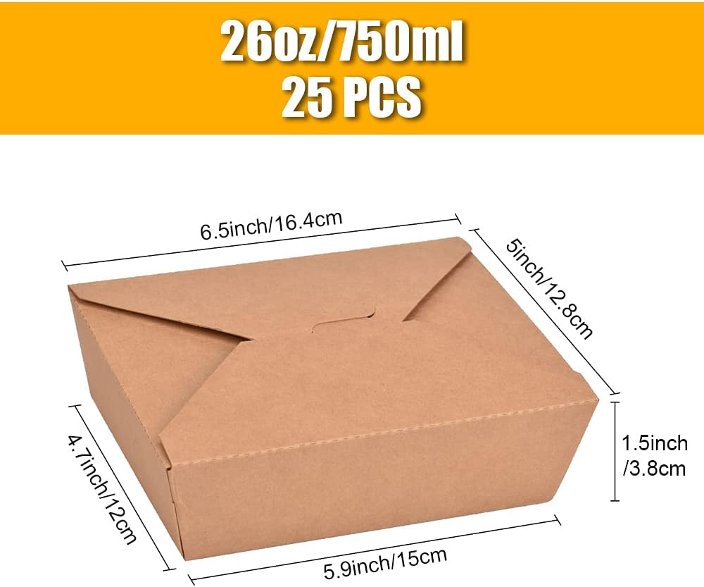 Kraftpapier Lunchboxen Set 25 Stück, 750ml