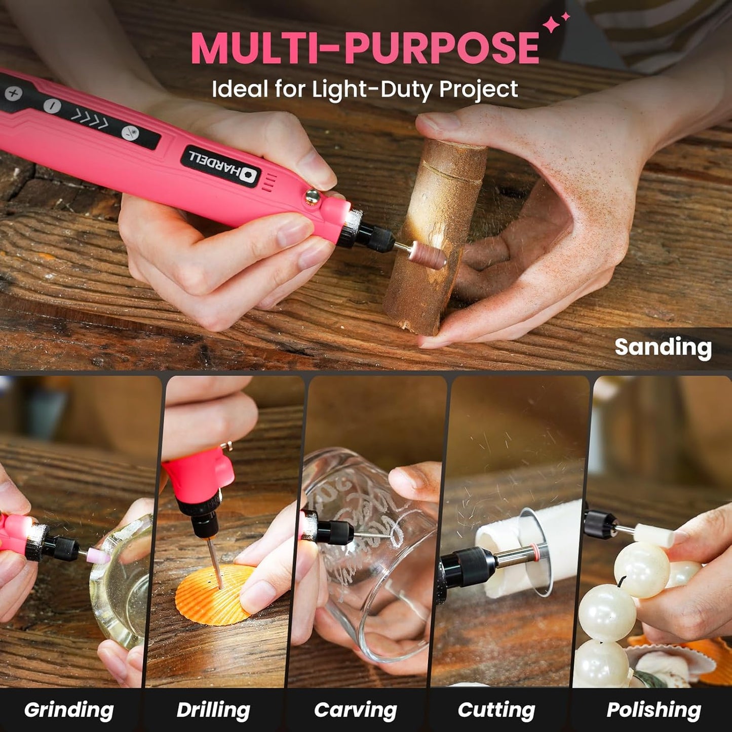 Mini Akku Rotationswerkzeug Set, Pink-69pcs