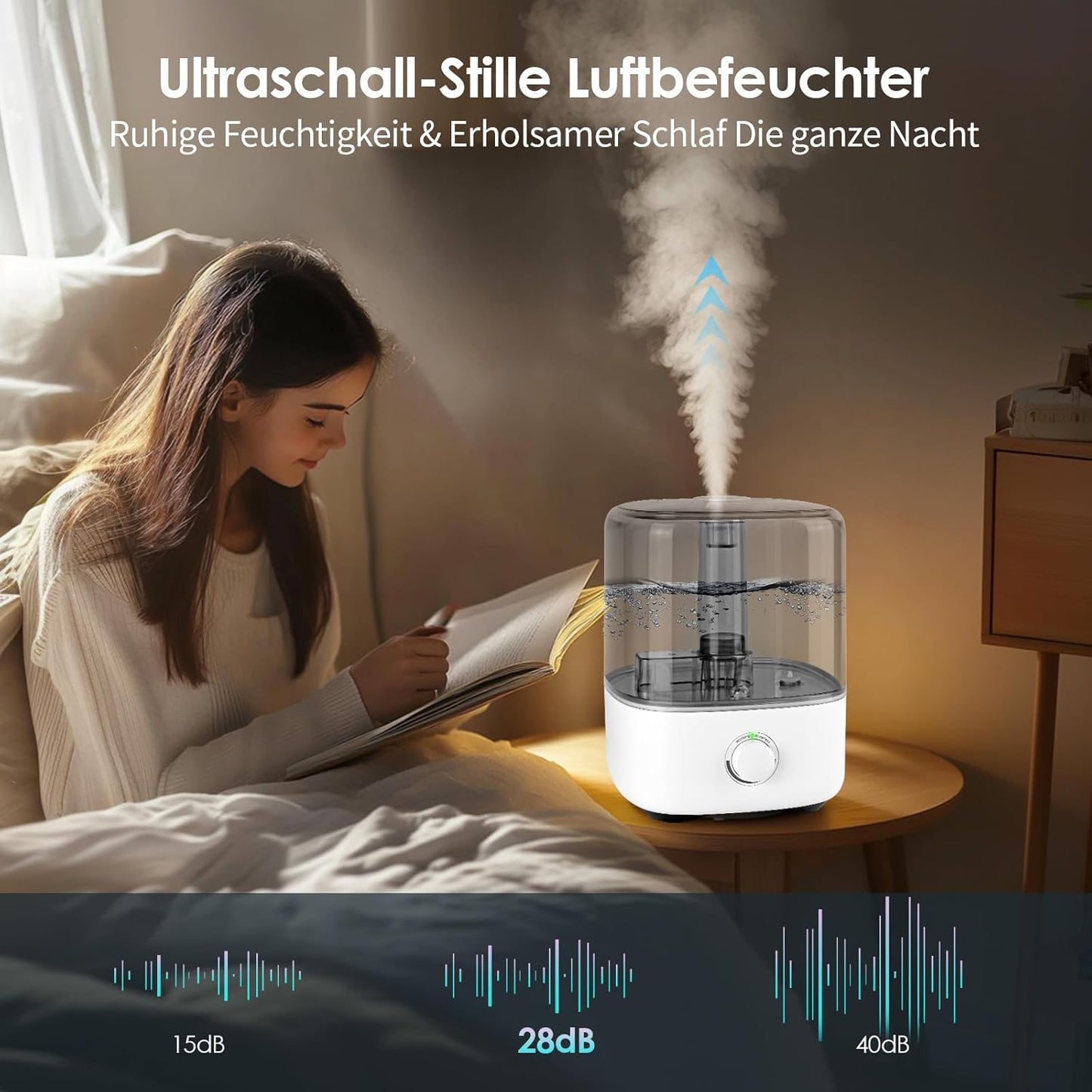 Ultraschall-Luftbefeuchter mit Top-Fill und 360° Düse