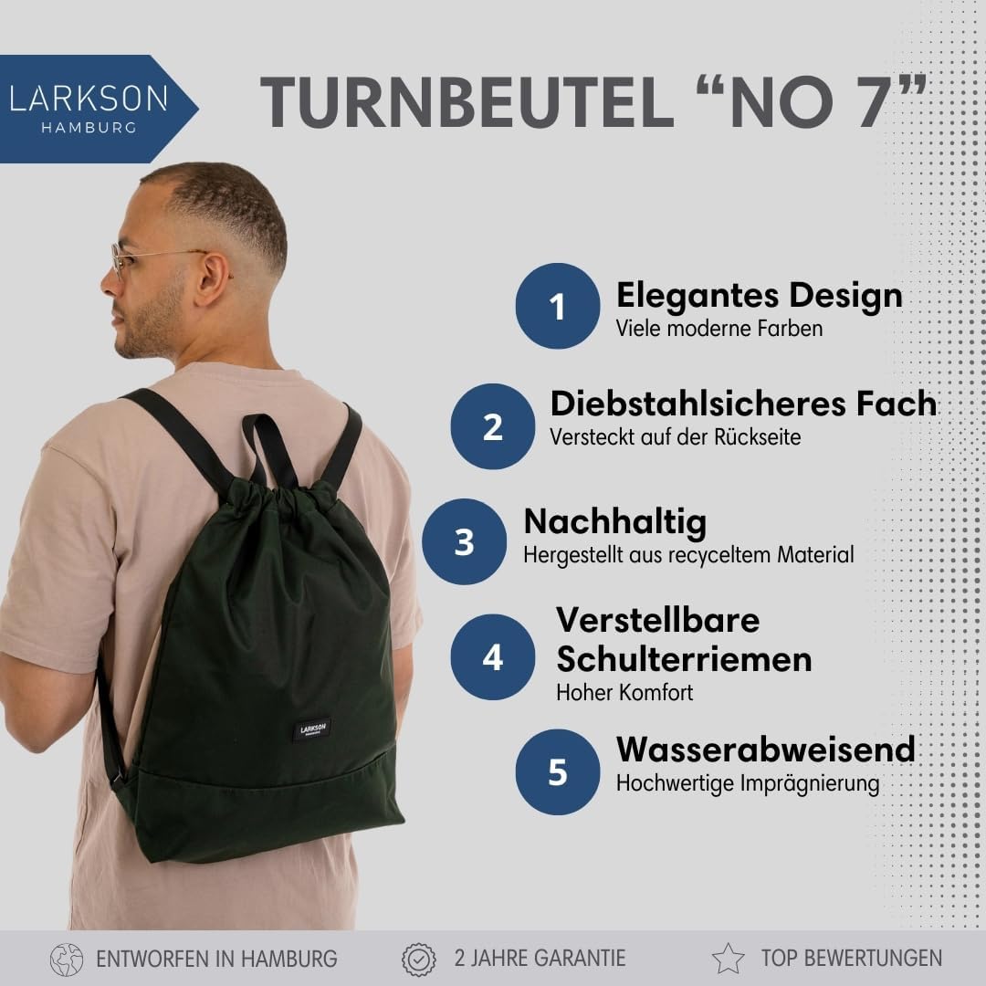 Turnbeutel No 7 mit Aussentasche, Dunkelgrün