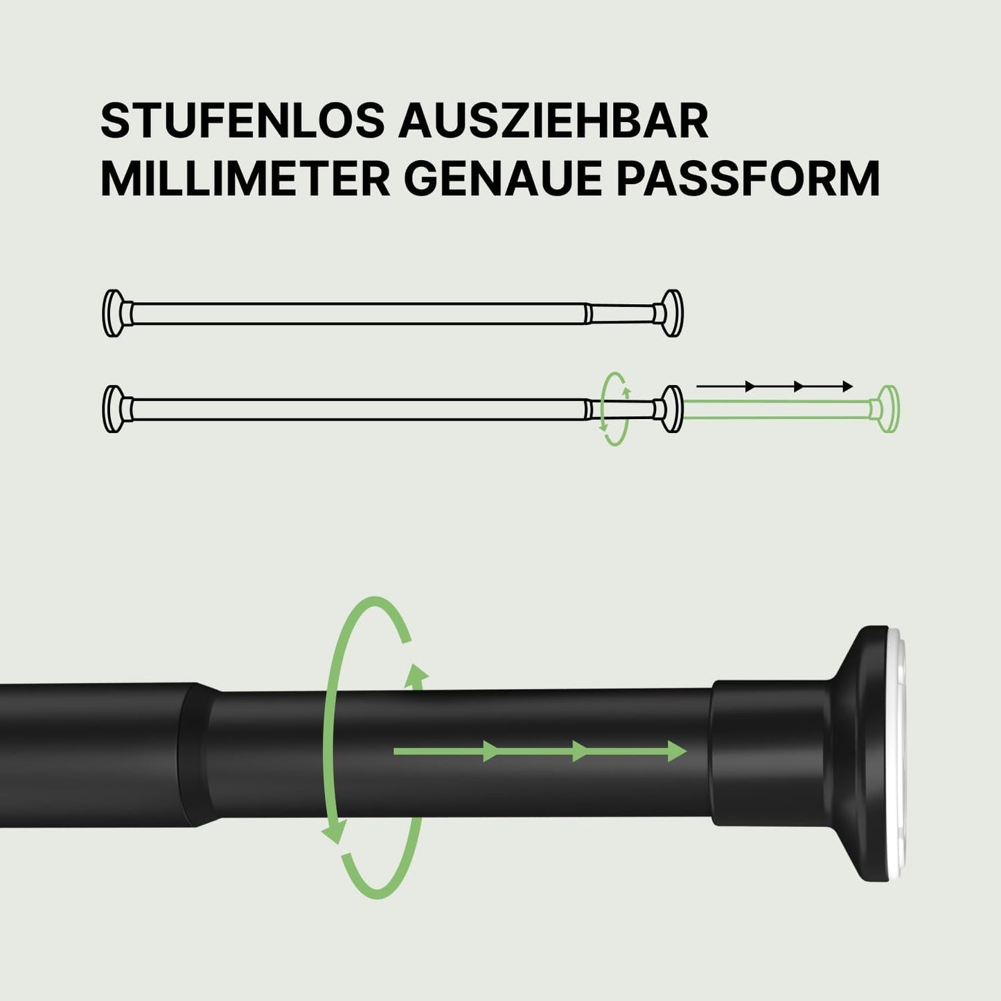 Klemmstange für Gardinen, 50-80 cm Matt Schwarz