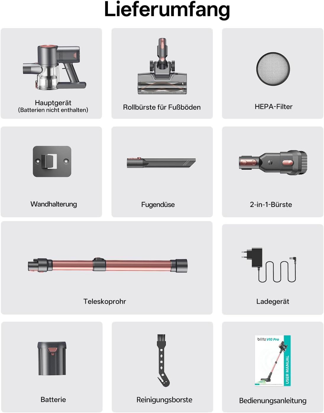 Kabelloser Akkustaubsauger V10PRO, S Rosa