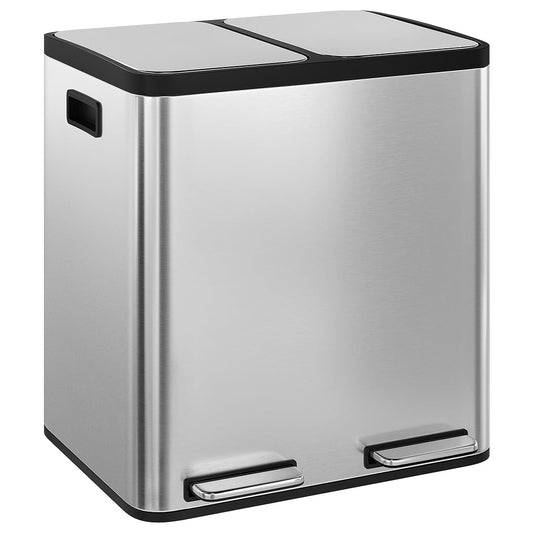 Epsilon Mülleimer 2-Fach-System mit Soft-Close, 2x15 L Silber
