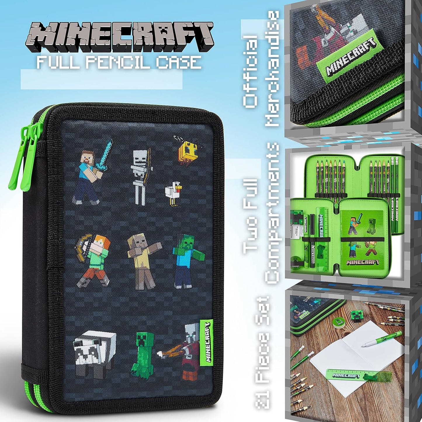 Federmäppchen Creeper für Kinder und Teenager, Schwarz