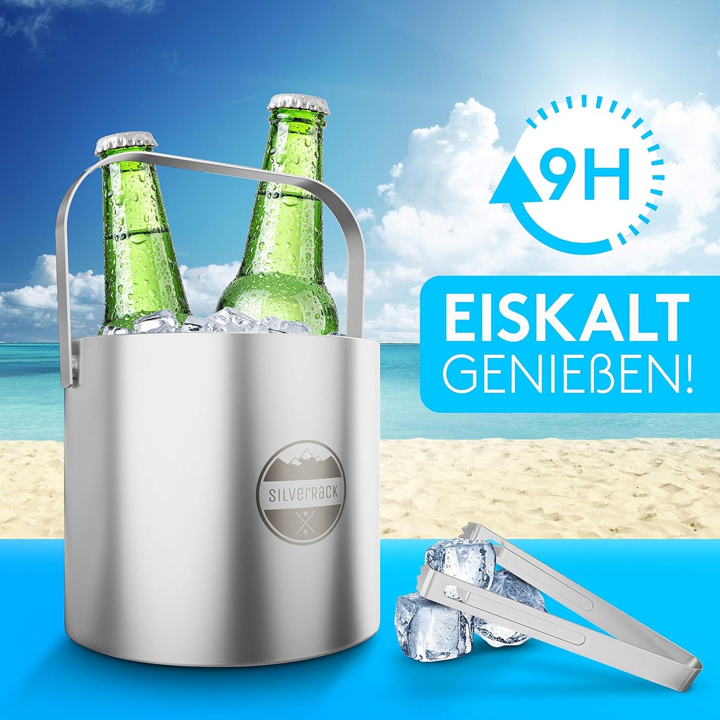 Eiswürfelbehälter mit Deckel und Zange, 1. Basic