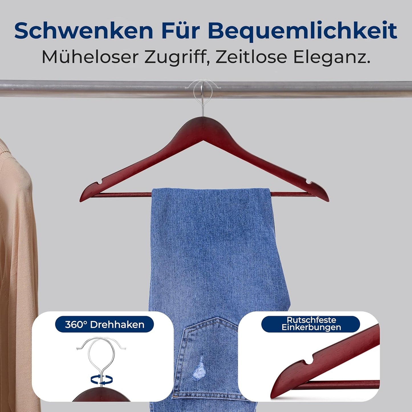 10er-Set Platzsparende Kleiderbügel, 10 Stück Rot