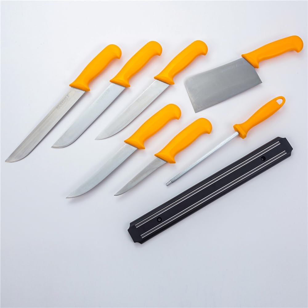 8-teiliges Profi Fleischermesser-Set mit Magnetstreifen, 8 Messer