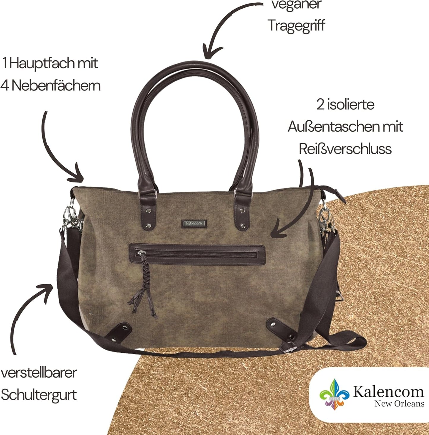 Stilvolle Wickeltasche mit Zubehör für Eltern, Braun