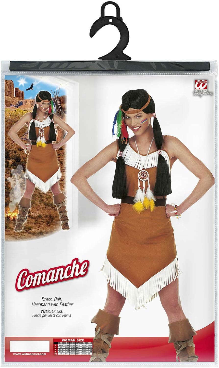 Comanche Indianerin Set (Kleid, Gürtel, Stirnband), S