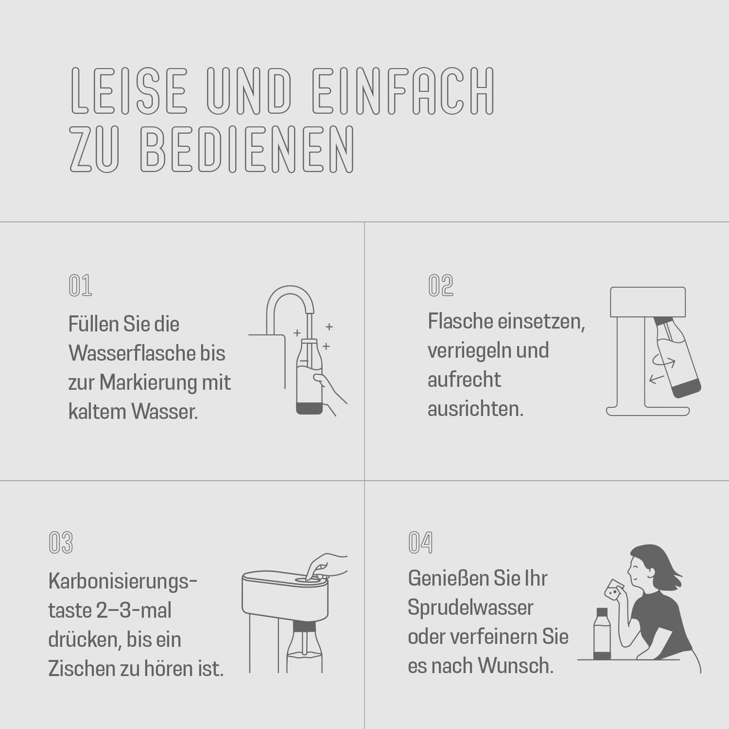 Woody WD002F-WE Wassersprudler, ohne CO2-Zylinder, Weiss, Ohne CO2-Zylinder