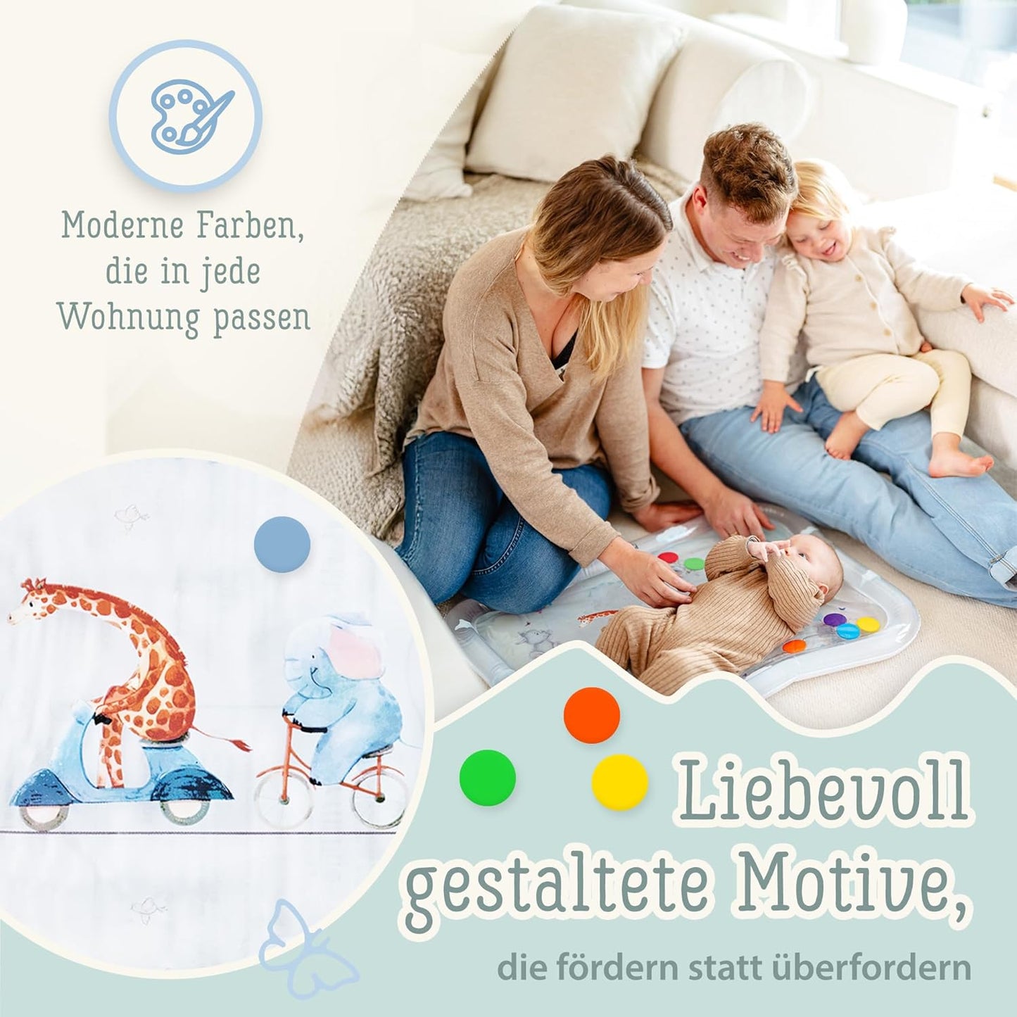 Wasserspielmatte, Zirkustiere (wolkenweiss)