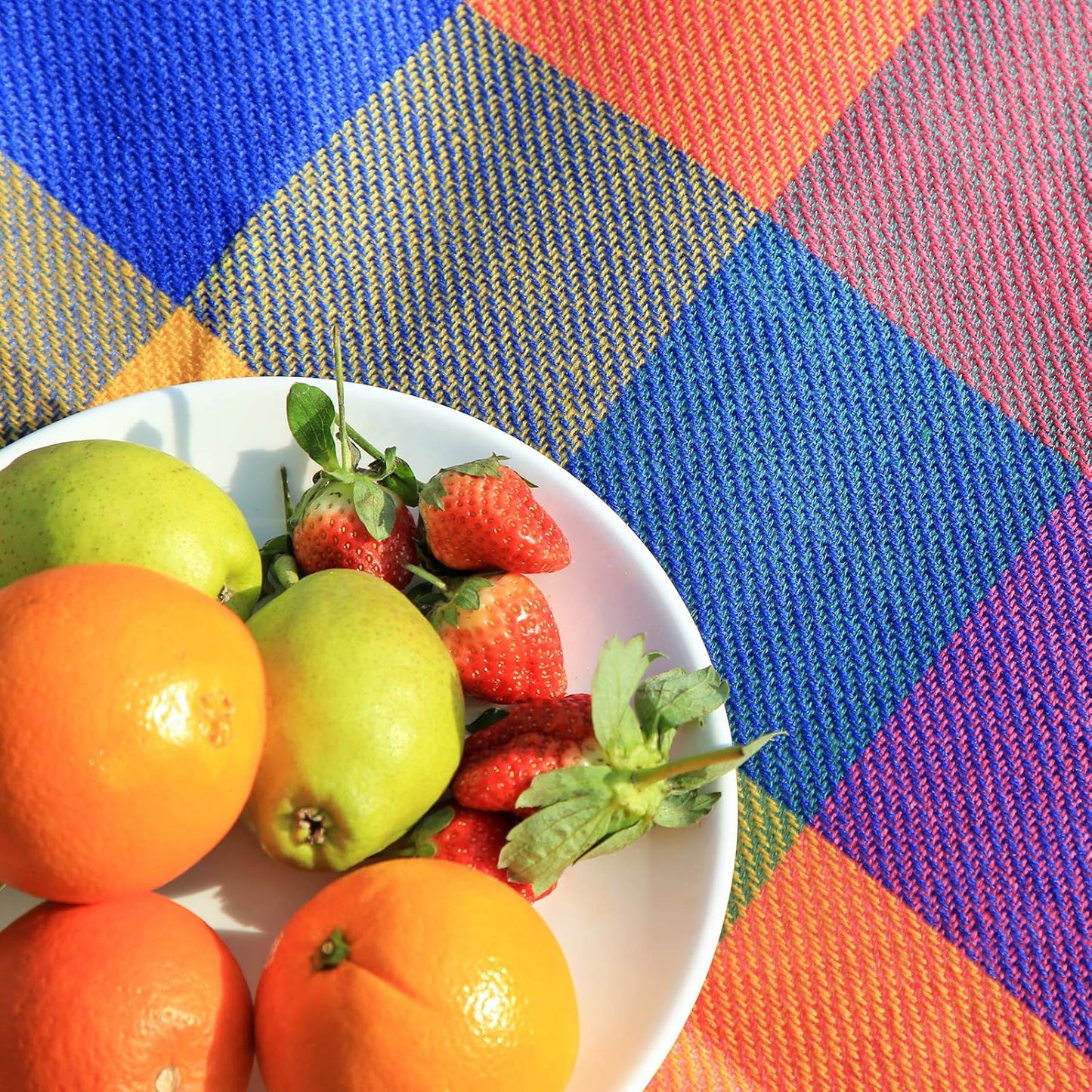 Picknick- und Campingdecke, Rot-grün-orange 150 x 195 cm (Rechteckig) Single