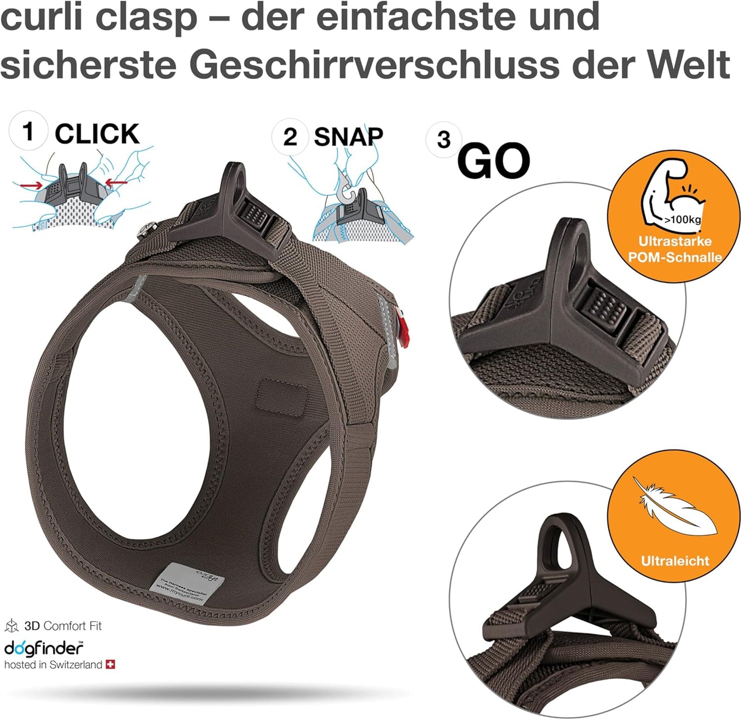 Vest Harness Clasp Hundegeschirr, Brown Medium Einfarbig