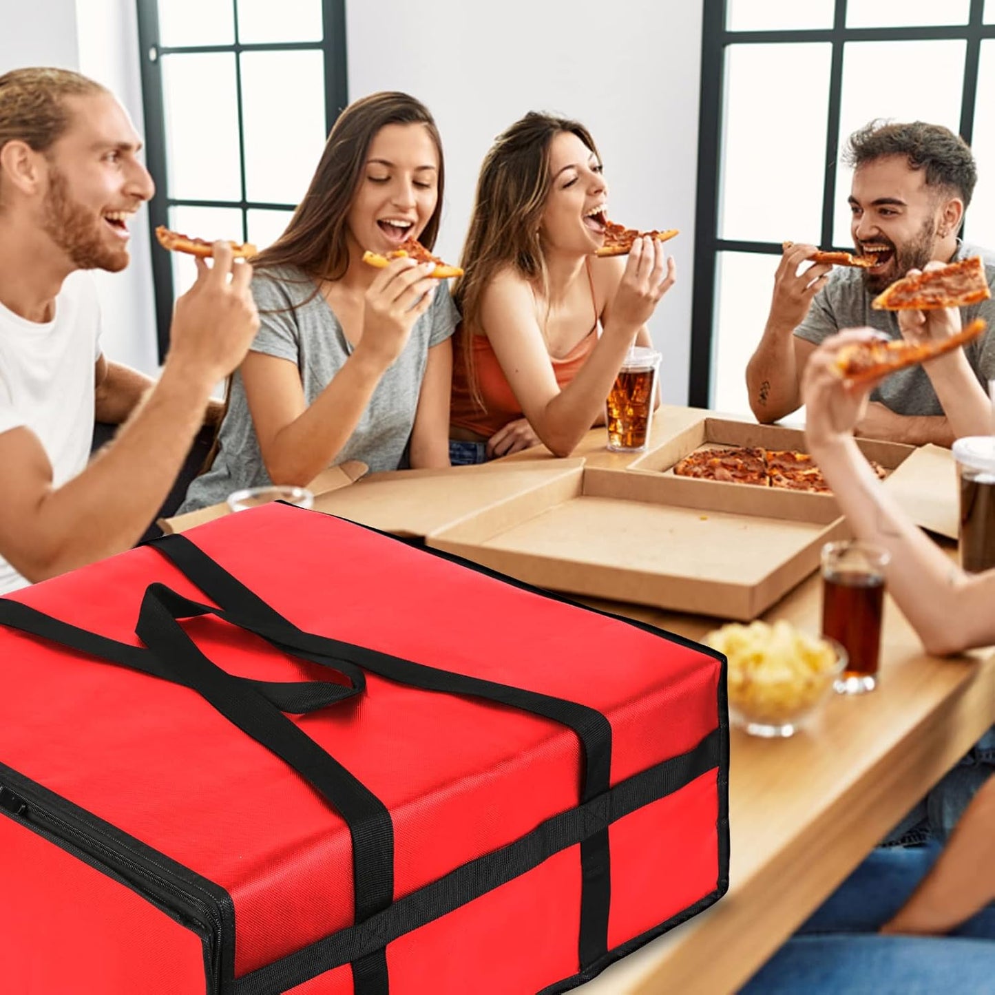 Grosse faltbare Kühltasche für Pizza, 40cm x 40cm x 35cm Rot2 1