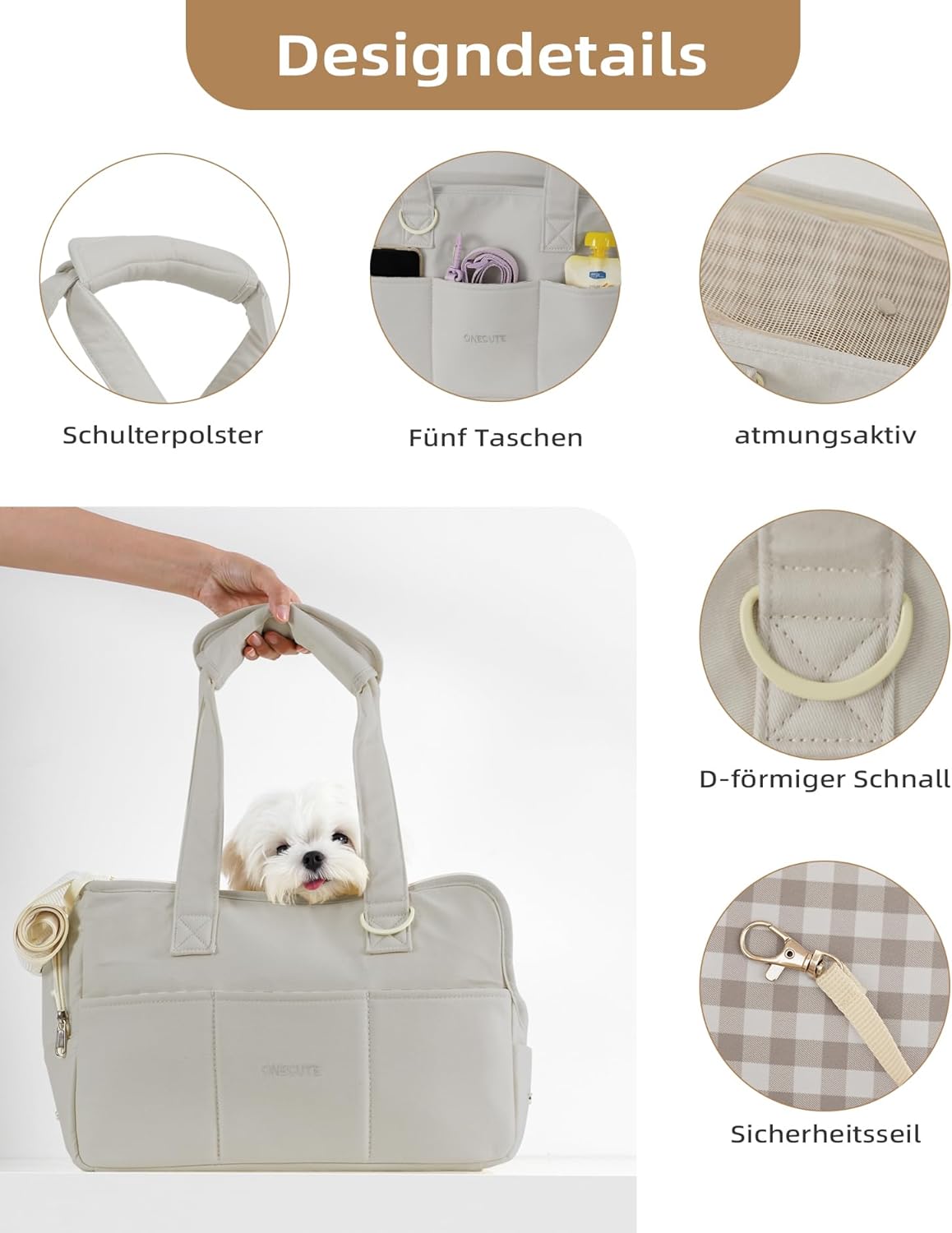 Hundetragetasche C01 für kleine Hunde, 43 * 19 * 31 cm Gray