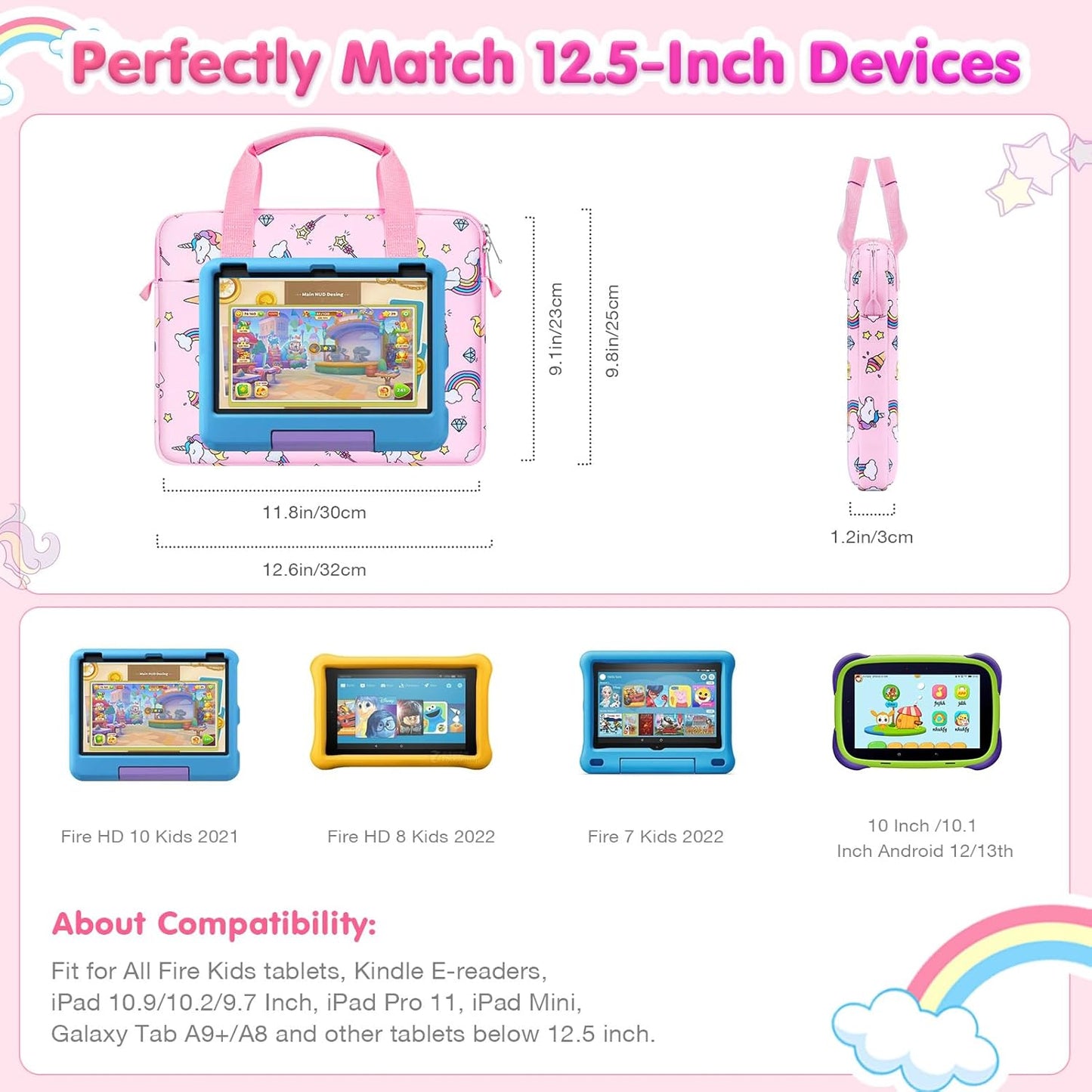 Kinder-Tablet-Tasche, Rosa Einhorn