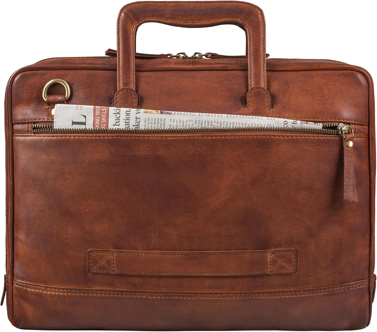 Leder Laptoptasche 15 Zoll, M Brandy - Cognac
