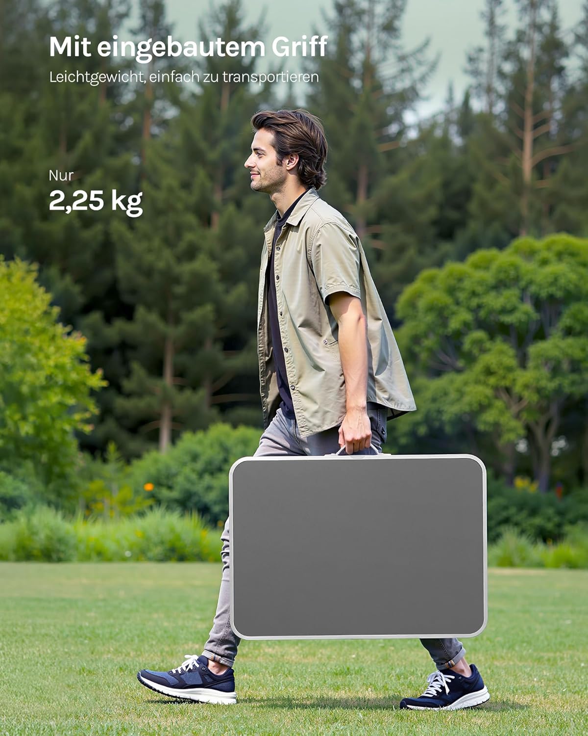 Klapptisch mit Aluminiumrahmen für Camping & Picknick, Grau 70D x 50W x 60H cm