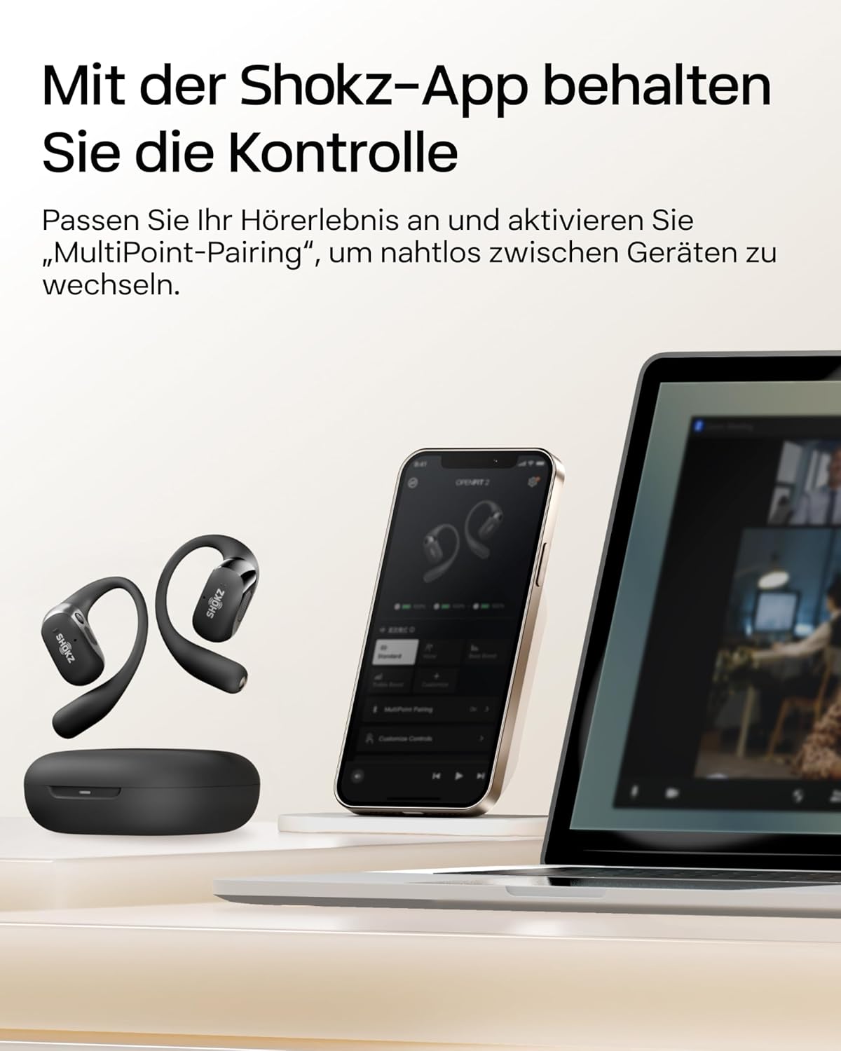 OpenFit 2 Open-Ear Bluetooth-Kopfhörer, Typ-C-Laden Schwarz