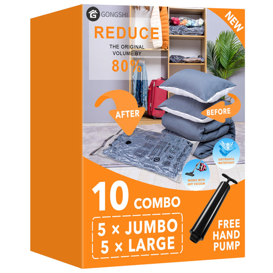 10-teiliges Vakuumbeutel-Set, Grösse Jumbo und Large, 5 Jumbo 5 Large