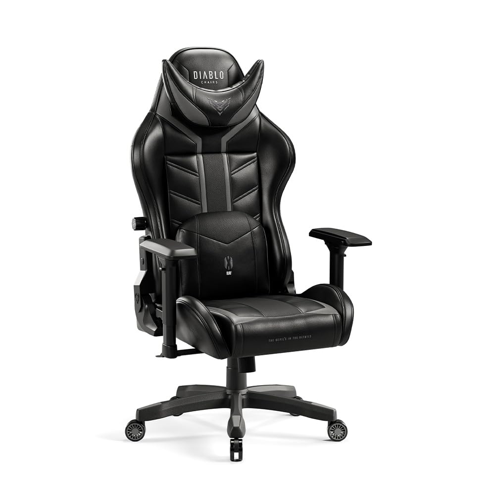 X-Ray Gaming Stuhl mit 4D-Armlehnen & Wippfunktion, Schwarz-grau Normal (L)