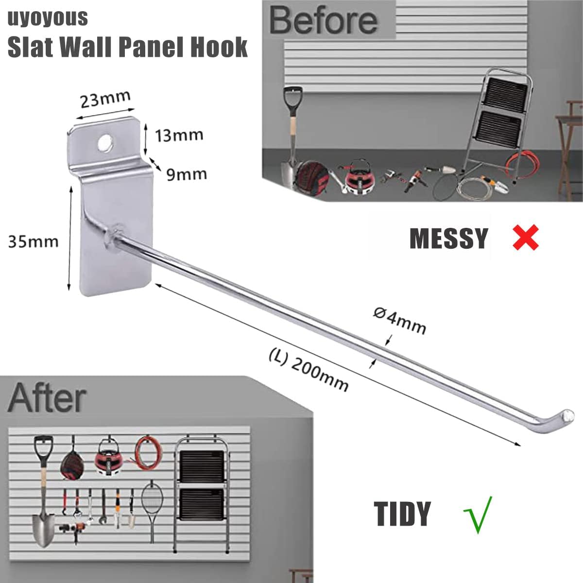 Display Haken für Lamellenwand (100 Stück, 20 cm), 20CM