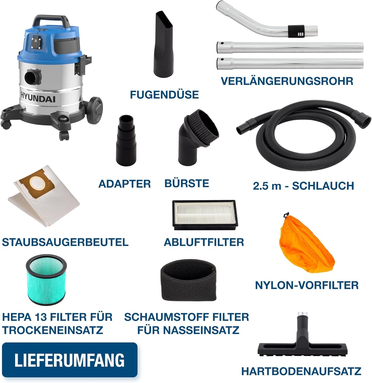 Nass- und Trockensauger, 1600W, 20 Liter
