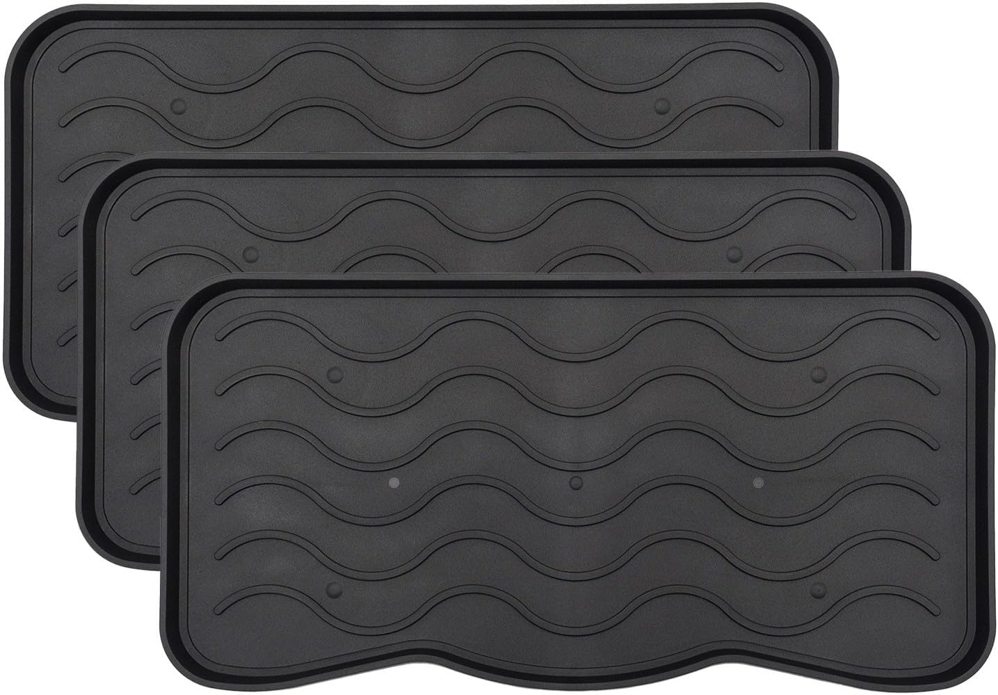 3-teiliges Schuhabtropfschalen-Set, Schwarz 38 x 75 cm 3 Stück