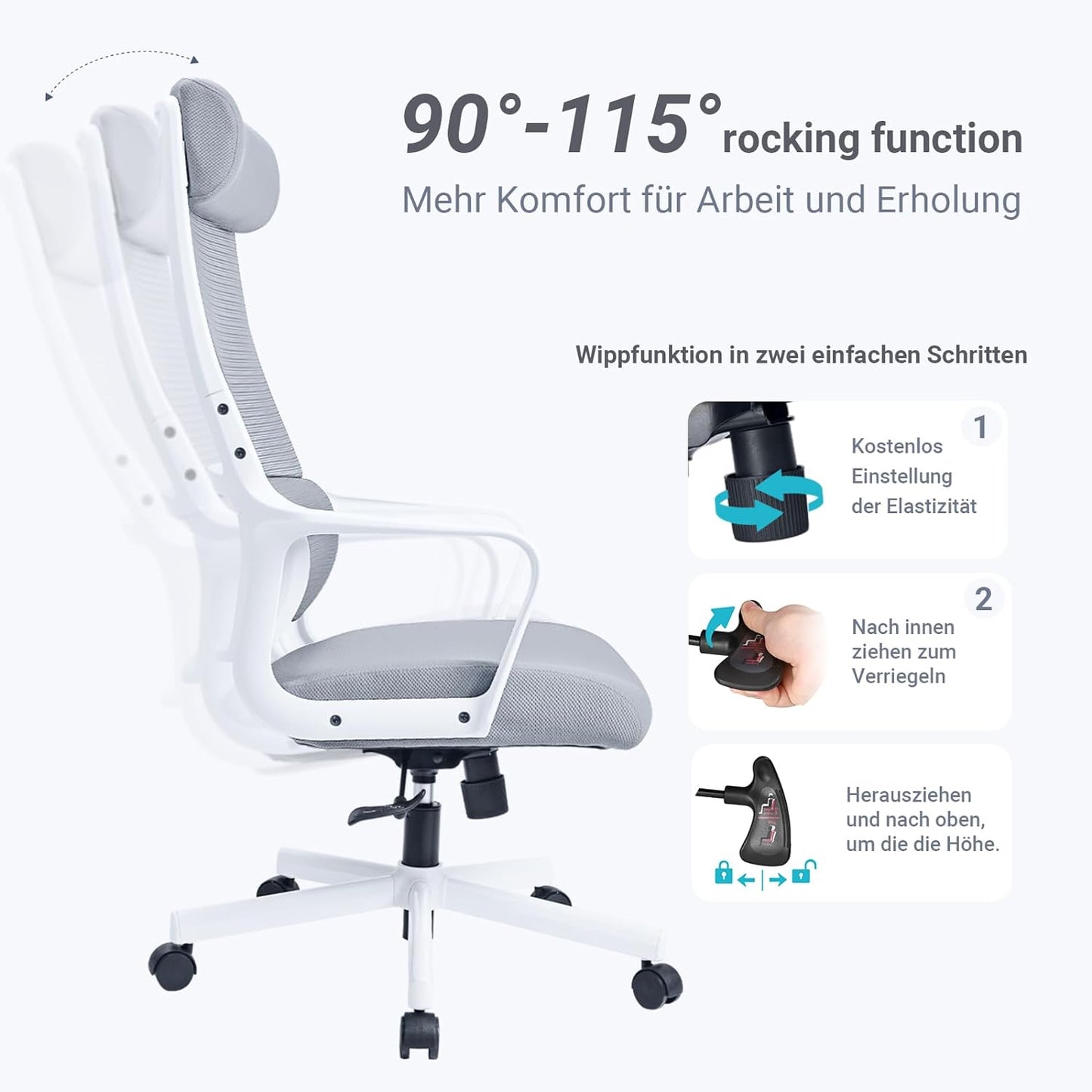 Schreibtischstuhl ‎DECHAF007G-1, Grau