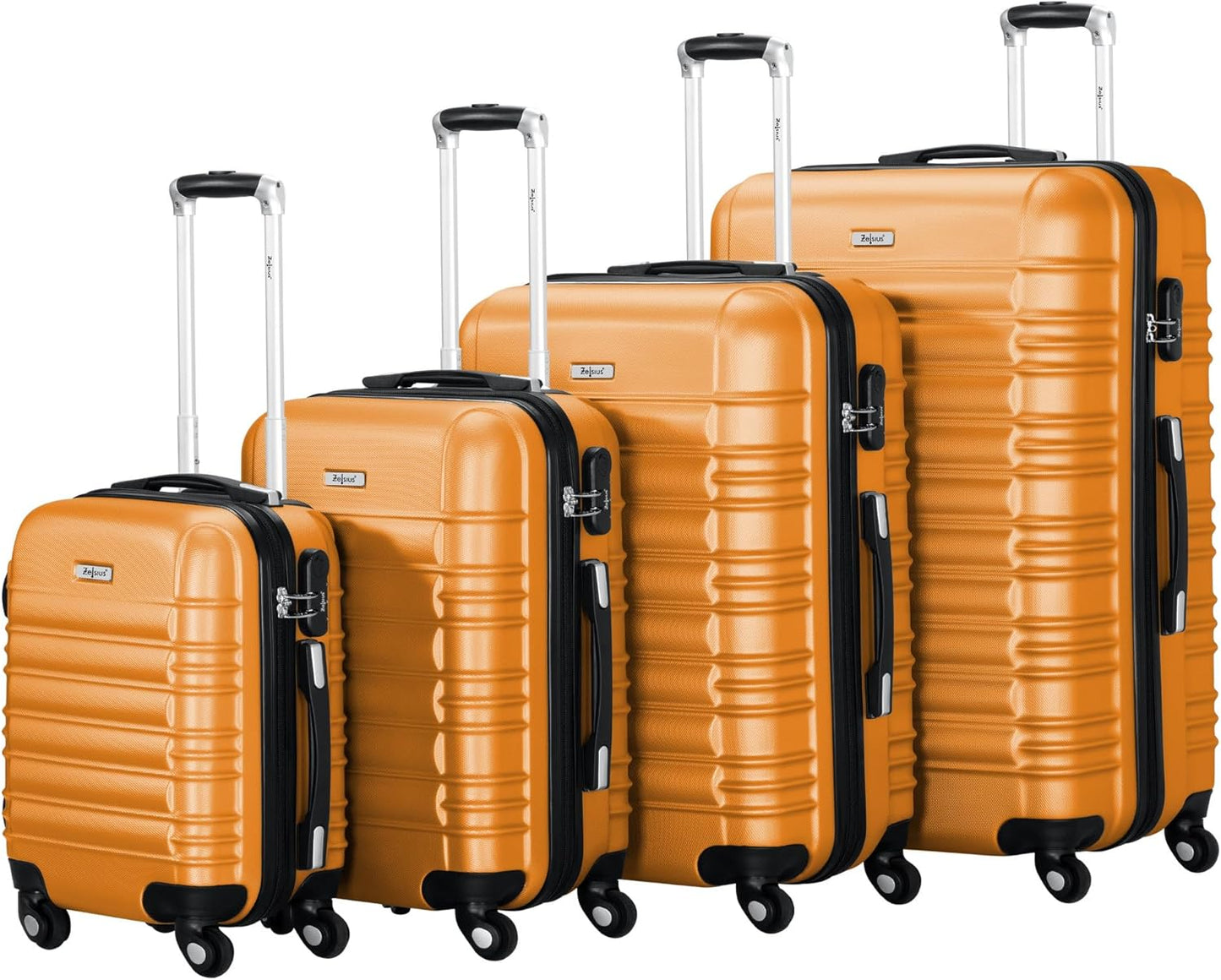 4-teiliges Hartschalenkoffer Set mit Zahlenschloss, Orange