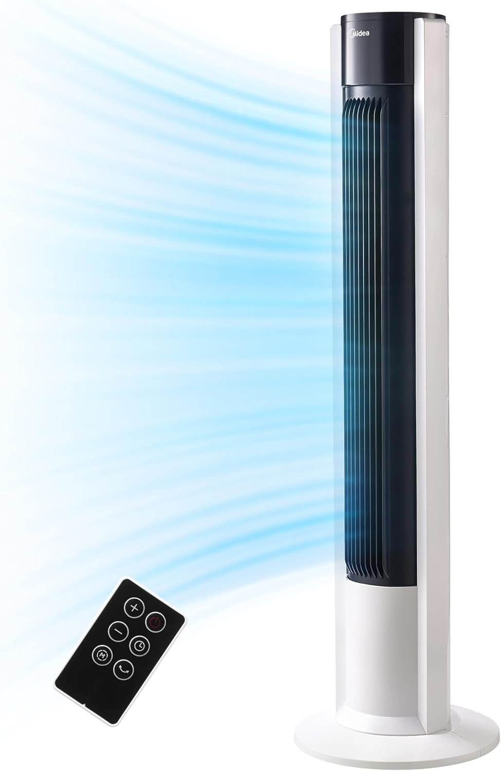 Turmventilator mit Fernbedienung und Timer, 106cm-7H Timer-weiss