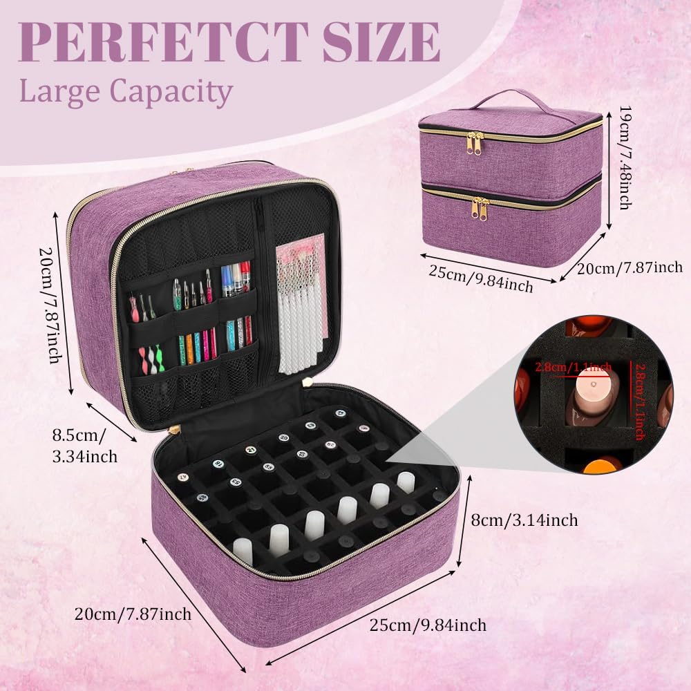 Nagellack Organizer Tasche für 30 Flaschen, Lila