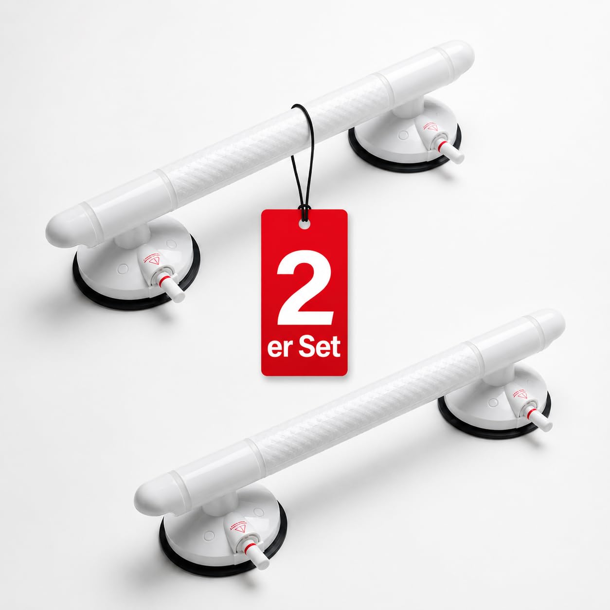 2er-Set Haltegriff mit Saugnapf, Perlweiss