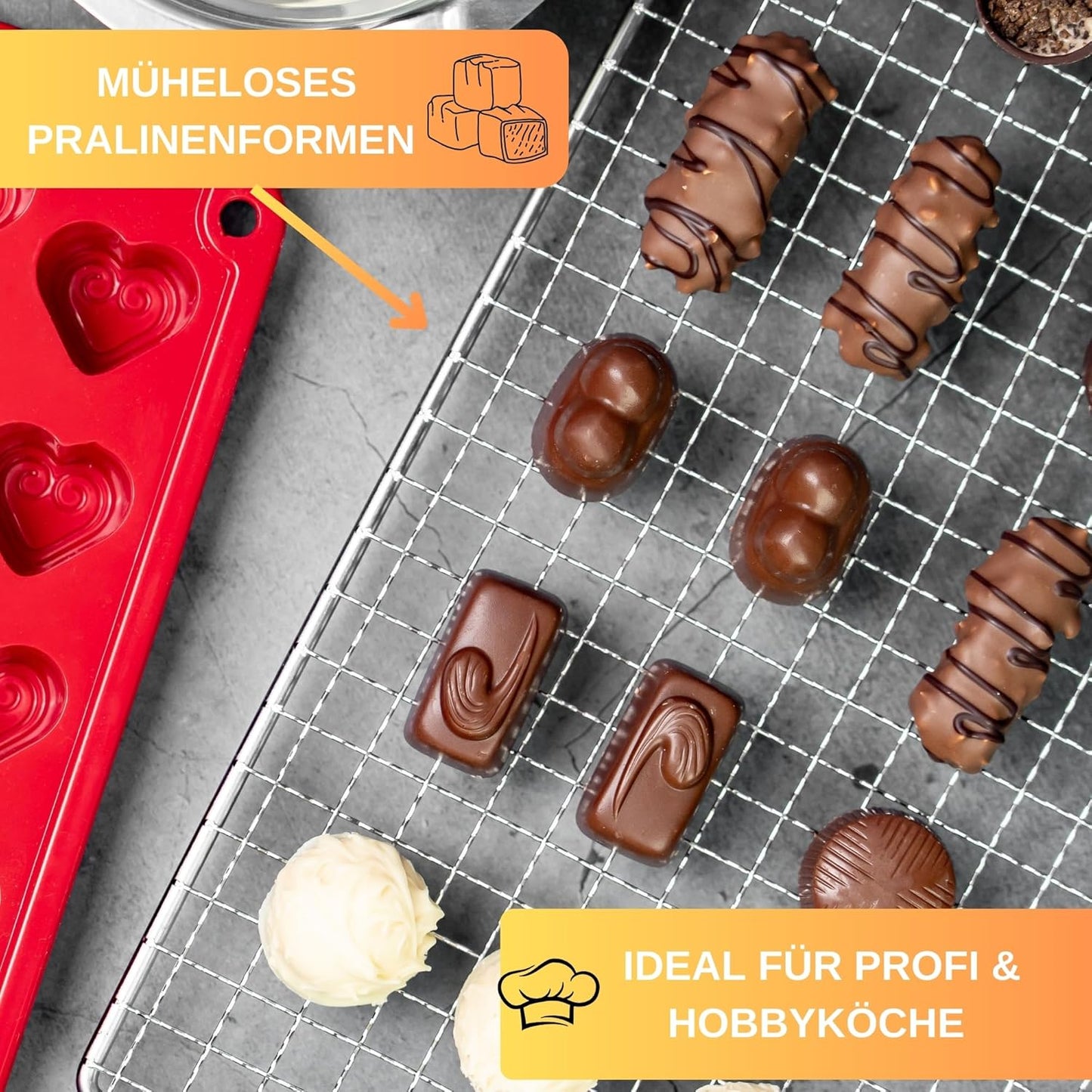 Pralinen DIY Set mit Abtropfgitter (5-teilig), Basic - 5 Teilig