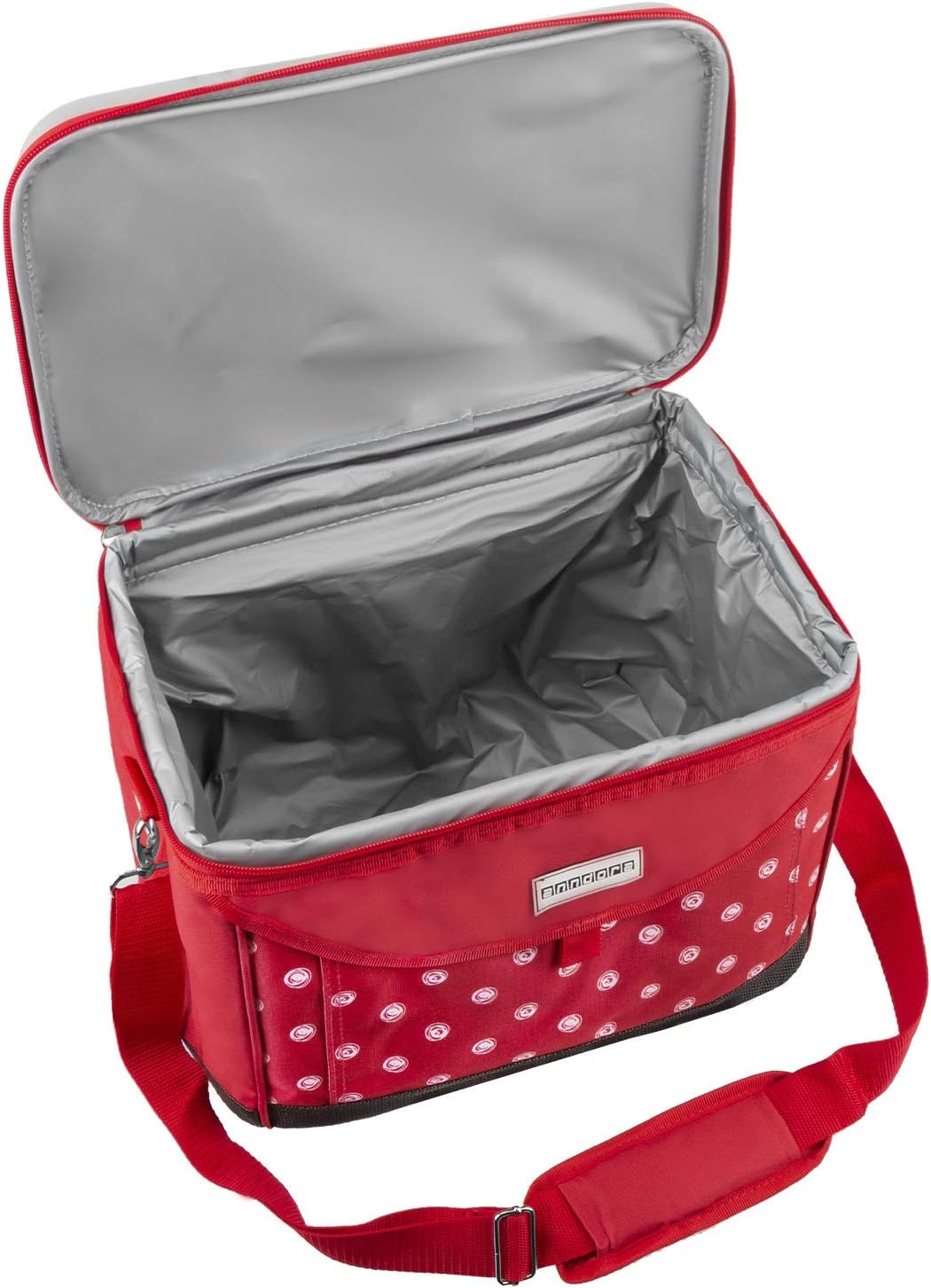 ‎TW-1885-245 Kühltasche mit Getränkehalter, Rot Weiss Gepunktet